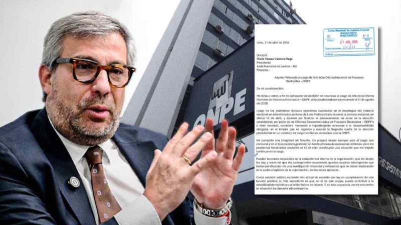 Piero Corvetto renuncia a la ONPE tras fallas en elecciones del 12 de abril