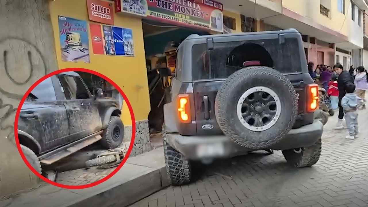 Huamachuco: Choque de camioneta deja daños materiales en librería